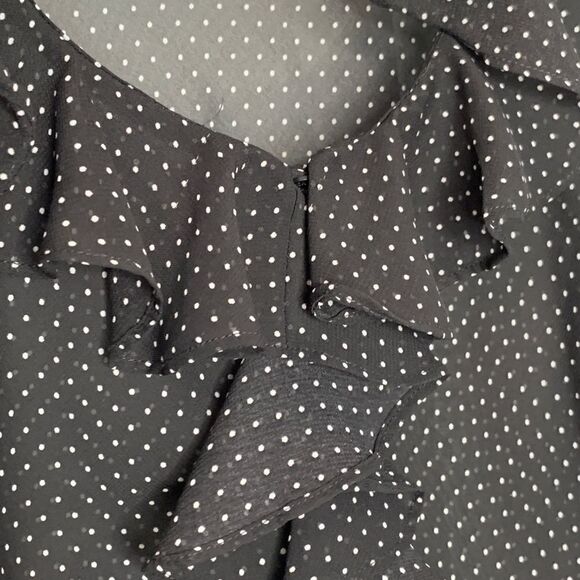 CHAPS Sheer Polka Dot Ruffled Top - Picture 4 of 6